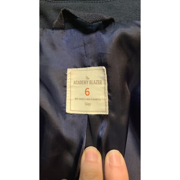 Gap The Academy Schoolboy Uniform 2 Button Blazer Womens 6 Navy Denim Edges - Picture 6 of 12